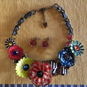 Betsey Johnson Flower  Necklace & Earrings
